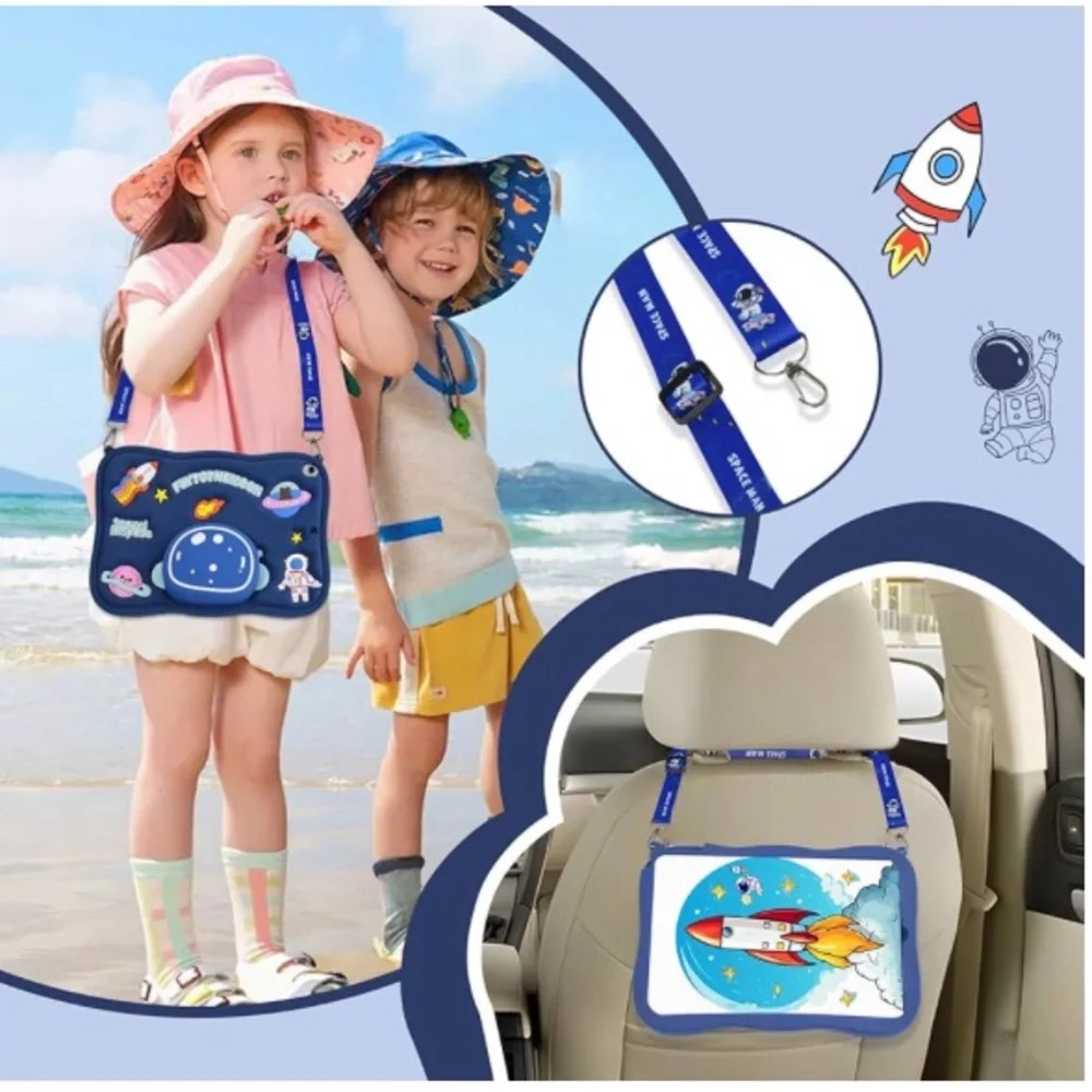 Space-Themed Astronaut Tablet Case with Strap